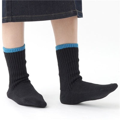 Wool Silk Ribbed Socks Black Size S
