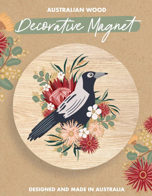 Wooden Magnet Magpie