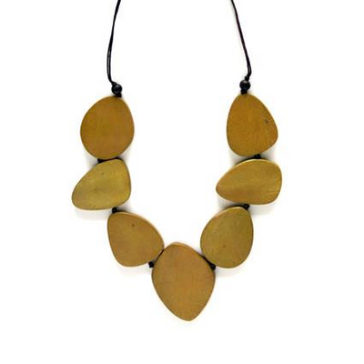 Yellow Oval Wood Necklace