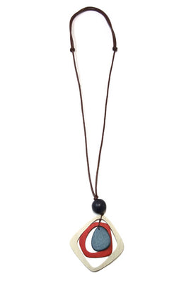 Tribal wood multi bead necklace