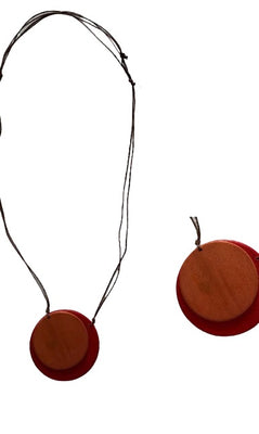Wood Round 2 Disc Necklace on Rope