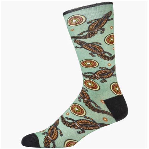 Bamboozld  Sock -  Mens Native Australian Crocodile - Green R7 - 11