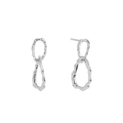 Earrings Stud Hammered Silver