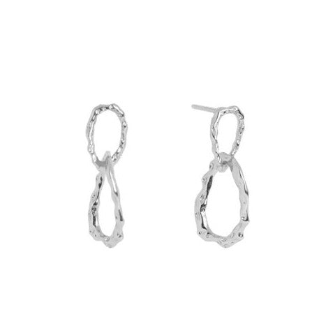 Earrings Stud Hammered Silver