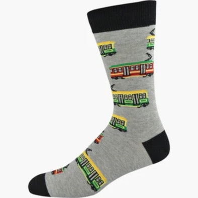 Bamzoodle Sock - Mens Trams - Grey Size 11 - 14