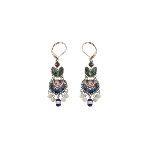 Blue Domes Set, Blue Hanging Earrings, Hera