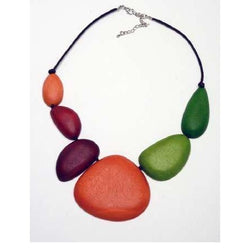 Multi Coloured Wood Bead Necklace