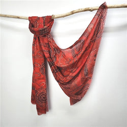 Wool Bamboo Scarf Red Black