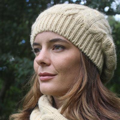 Alpaca Cable Beanie Honey