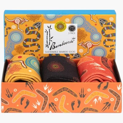 Bamboozld  Sock -  Mens Native Australian Dreamtime 3PK Gift Box Multi/R7-11