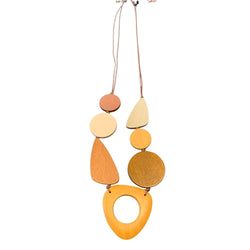 Multi Natural Wood Bead Necklace