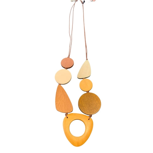 Multi Natural Wood Bead Necklace