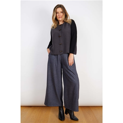 Wool Mix Pant Denim Blue Wide Leg