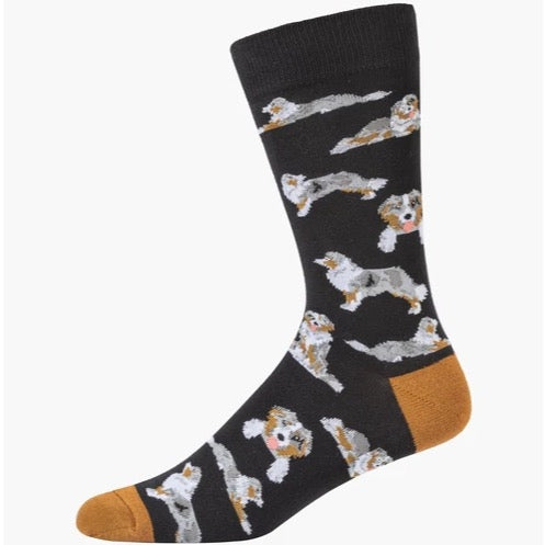 Bamboozld  Sock -  Mens Australian Shepherd - Black R7-11