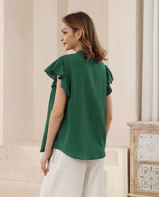 Cotton Pleated Short Sleeve Shirt