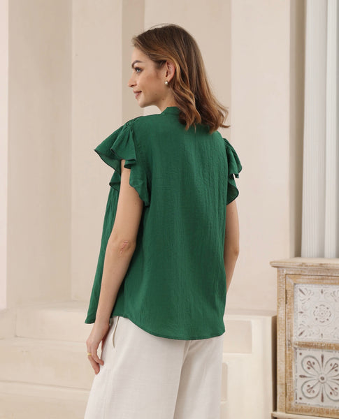 Cotton Pleated Short Sleeve Shirt