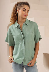 Linen Top - Green