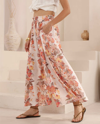 Rayon/Viscose Pink Print Pant