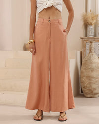 Linen/Silk Pants - Salmon