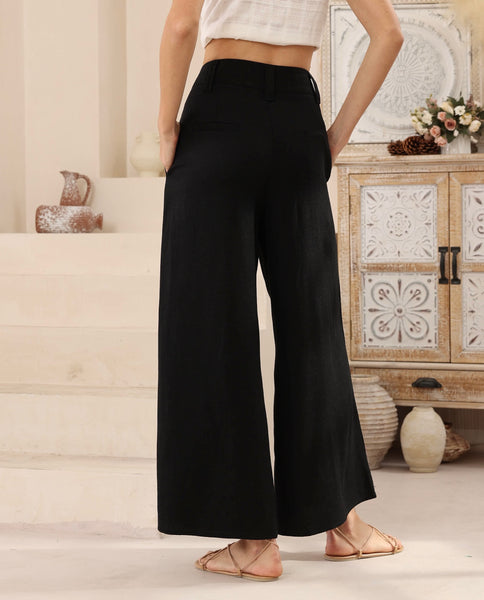 Linen/Silk Pants Black