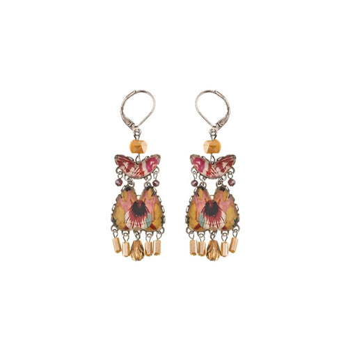 Sunflower Surprise Set, Drop Glass Earrings, Mustard