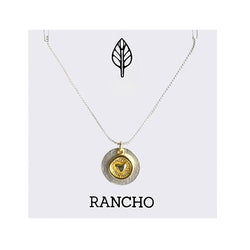 Gold Raised Heart & Silver Disc On Chain Necklace