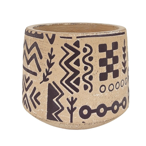 Kaleem Tribal Planter Sand Black 10cm