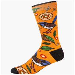 Bamboozld  Sock -  Mens Native Australian Blue Wren Orange 7 - 11