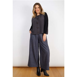Wool Mix Pant Denim Blue Wide Leg