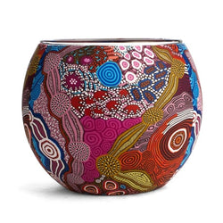 Aboriginal Waterhole Dreaming Tealight Candle Holder 11cm