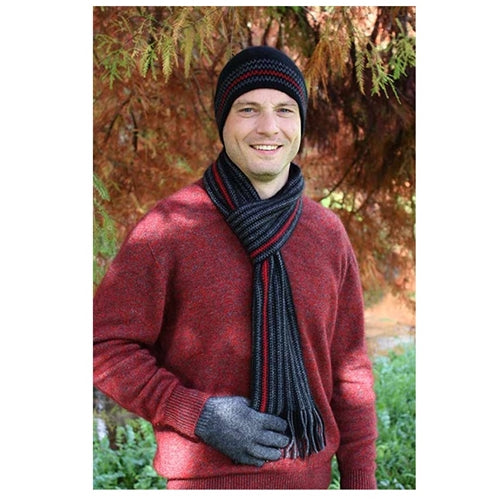 Urban Striped Beanie Red