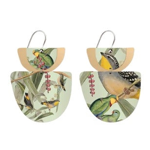 Native Birds Parrot & Pardalote Layered Double Bell Drop Earring