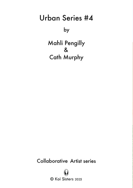 Koi Sisters Card - Urban 4, toddlers hugging, dog, magpie flying