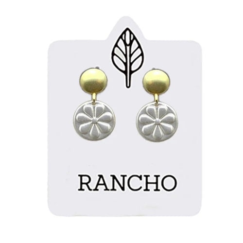 Small Round Gold Solid Stud & Silver Daisy Disc