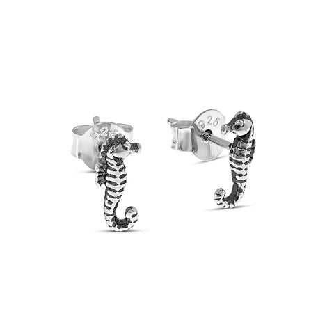 Baby Seahorse Studs Silver