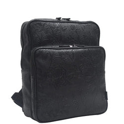 Laptop Backpack Black Embossed Rose