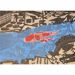 Koi Sisters - Koi in the Village Blue River - A3 print