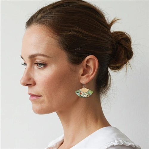 Native Birds Parrot & Pardalote Layered Fan Hoop Earrings