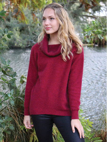 Longline Cowl Neck Tunic Jumper Pinot
