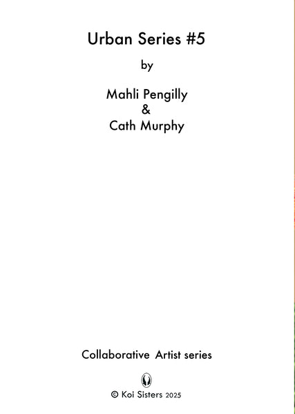 Koi Sisters Card - Urban 5, dog, praying mantis on orange daisies