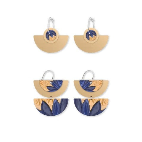 Kirsten Katz Botanic Blues Retro Moon Pack EarringsELBCDSSL22
