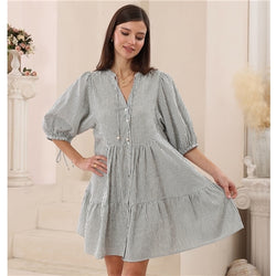 Cotton Baby Doll Stripe Dress Green