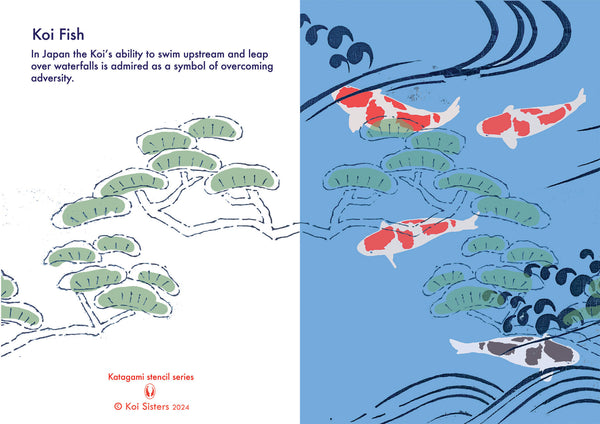 Koi Sisters Card - Blue Koi