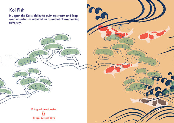 Koi Sisters Card - Orange Koi