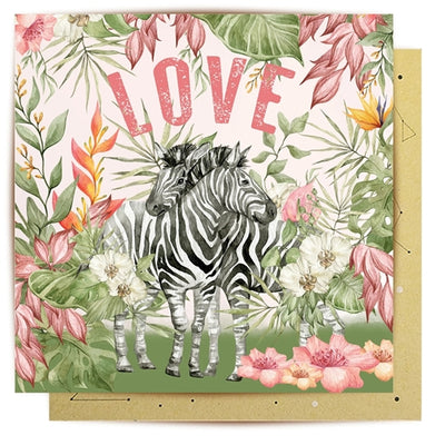 Greeting Card Zebras Hug Favourite