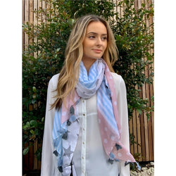 Palme Viscose Star Printed Scarf Blue