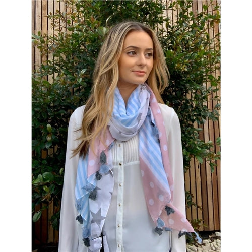 Palme Viscose Star Printed Scarf Blue