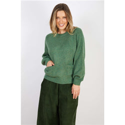 Wool Acrylic Knit Green with Pockets