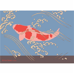 Koi Sisters - Pink Koi in Blue Water- A3 print