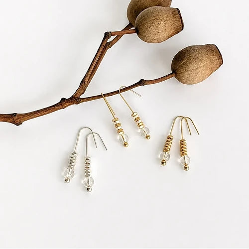 Round Clear Glass Beads & Silver Spacers On Med Silver Hook